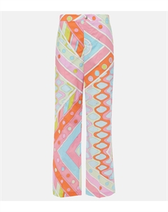 Женские хлопковые брюки Vivara средней посадки прямого кроя, Rosa/Arancio Pucci