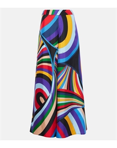 Широкие брюки из иридового шелкового твила, Viola/Rosso Pucci