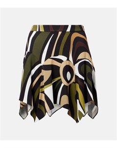 Асимметричная атласная юбка-мини Marmo из джерси, хаки Pucci