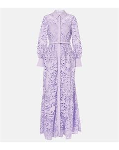 Хлопковое кружевное макси-платье, Lilac Self-portrait