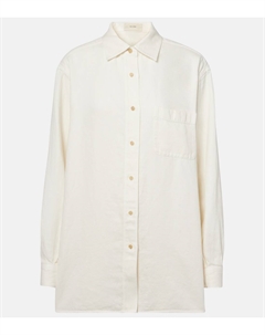 Нессон просторная льняная рубашка в стиле деним, белый The row