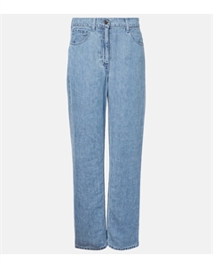 Тарлей льняные джинсы с завышенной талией и расклешенными штанинами, Bleached The row