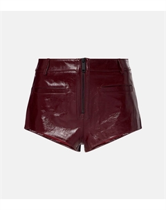 Кожаные шорты с высокой талией, бордовый Self-portrait