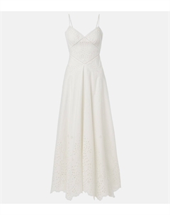 Хлопковое макси-платье с вышивкой бродери, кремовый Self-portrait