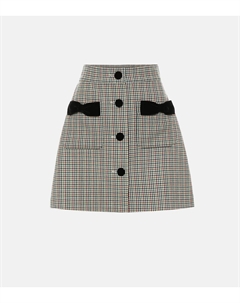 Клетчатая шерстяная мини-юбка, Blu+Felce Miu miu