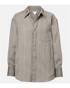 Украшенная полосатая шерстяная рубашка, Vulcano/Bean Melange Bottega veneta