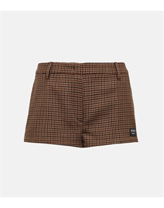 Шорты из вирджинской шерсти в клетку "гусиная лапка", Tabacco Prada