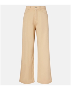 Джинсы с высокой посадкой и широкими штанинами, бежевый Miu miu
