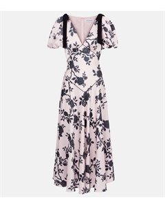 Сатиновое платье миди с цветочным бантом, розовый Self-portrait