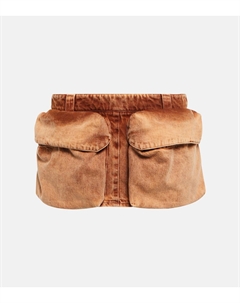 Джиговая мини-юбка с низкой посадкой, Cognac Miu miu