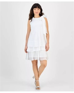 Женское платье без рукавов с бантом и ярусами, белый Robbie bee