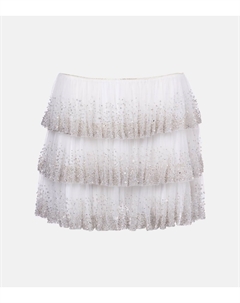 Эви плиссированная тюлевая мини-юбка с бусинами, слоновая кость Clio peppiatt
