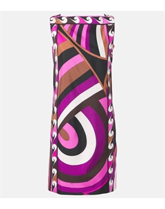 Мини-платье из иридевого шелкового твила, Fuxia Marrone Pucci