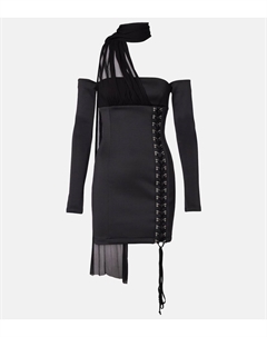 Мини-платье с открытыми плечами Scuba, черный Blumarine