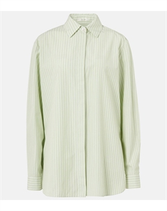 Полосатая хлопковая рубашка Vanda, зеленый The row
