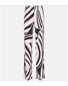 Ирисовые атласные прямые брюки Iride, Nero/Rosa Pucci