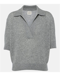 Укороченный поло-свитер из кашемировой смеси Jo, Warm Grey Khaite