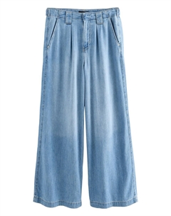 Джинсы с широкими штанинами и складками, синий деним Next