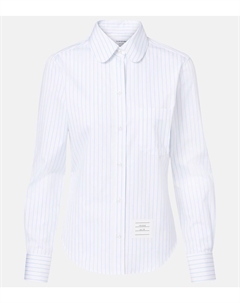 Рубашка из хлопкового поплина в тонкую полоску, светло-синий Thom browne