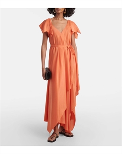 Плиссированное платье макси из шелка с рюшами Plumet, Sundown Joseph