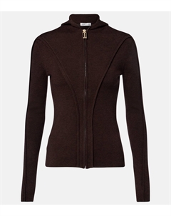Вязаный худи на молнии с добавлением шерсти, Dark Chocolate Victoria beckham
