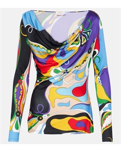 Блузка из джерси с орхидеями, Viola/Rosso Pucci