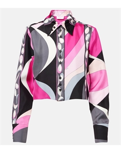 Шёлковая саржевая рубашка Pesci, Nero/Fuxia Pucci