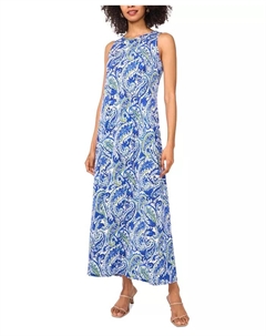 Женское макси-платье без рукавов с вырезом на спине и принтом "пейсли", синий Vince camuto