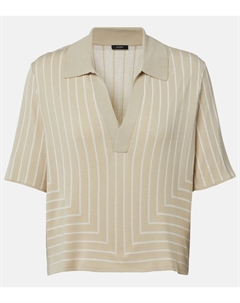Полосатая хлопковая и шёлковая поло, Affogato/Ivory Joseph
