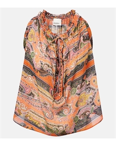 Топ из шифонового шелка Marilou с принтом пейсли, оранжевый Isabel marant