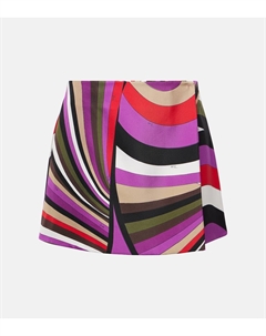 Иридовая шёлковая мини-юбка, Khaki/Fuxia Pucci