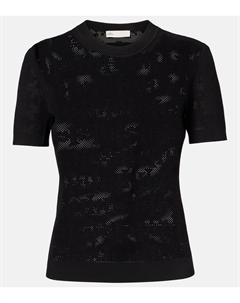 Футболка с жаккардовым логотипом T, черный Tory burch