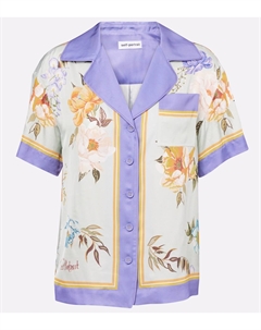 Рубашка в цветочный узор из твила, синий Self-portrait