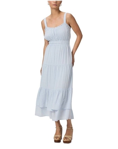 Персиковый плиссированный макси-сарафан, синий Paige