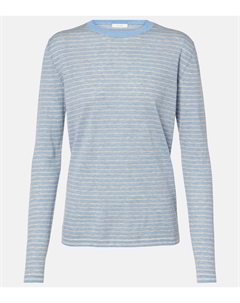 Джемпер из хлопка и кашемира в полоску Juhi, Blue / White Stripe The row