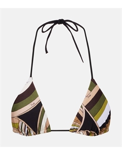 Принтованный топ бикини, хаки Pucci
