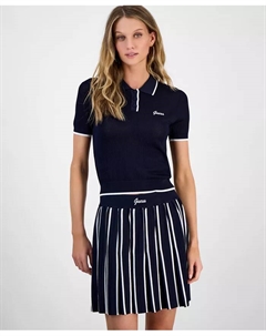 Женская поло с коротким рукавом и контрастными манжетами, белый Guess