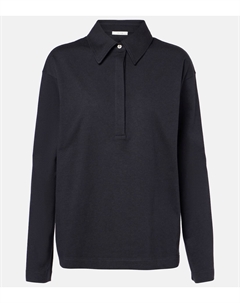 Поло из хлопка и шелка Roddie, Dark Navy The row