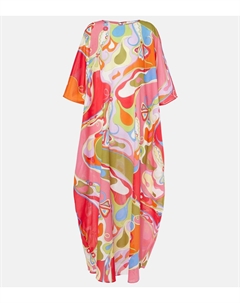 Хлопковый муслиновый кафтан Orchidee, разноцветный Pucci