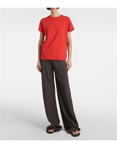 Широкие брюки Gala из шёлка и льна, Warm Sepia The row