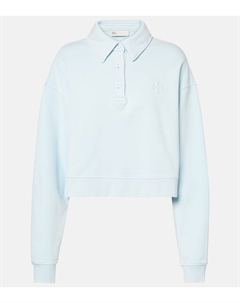 Хлопковый поло-свитер с махрой, серый Tory burch