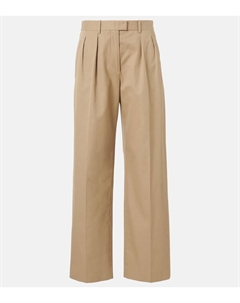 Широкие брюки Alfidis из хлопка и кашемира, бежевый The row