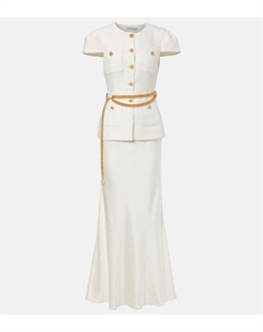 Макси-платье из тафты с поясом, кремовый Self-portrait