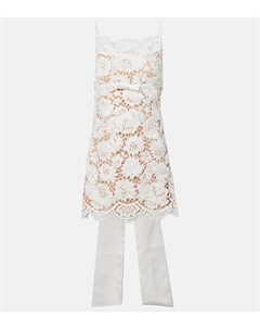 Мини-платье с кружевом и бантом, белый Self-portrait