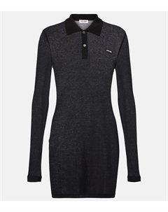 Хлопковое джерси поло-платье с рубчиками, черный Miu miu