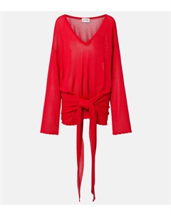 Собранное мини-платье с ажурной вязкой, красный The attico