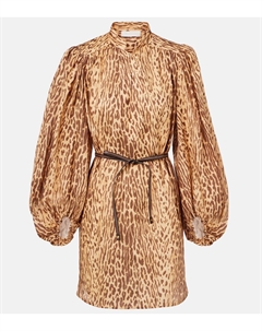 Каскадская туника из льна с леопардовым принтом, Tan Leopard Zimmermann