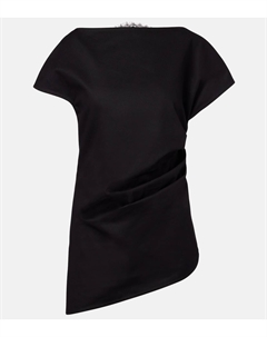 Асимметричный хлопковый топ с кружевной отделкой, черный Jw anderson