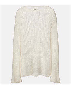 Эловен свитер из хлопковой смеси с ажурной вязкой, слоновая кость Khaite