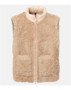 Пуховик с логотипом из искусственного меха, Light Beige Moncler